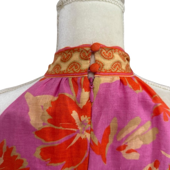 Antonio Melani Naomi Floral Printed Linen Halter Dress Size 2 Pink Orange NWT - Picture 8 of 13